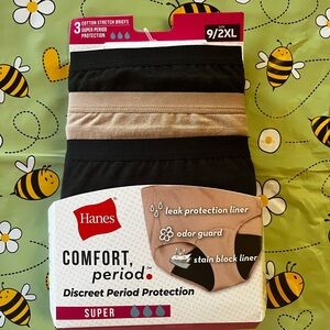 Hanes Black and Tan Comfort Period Briefs